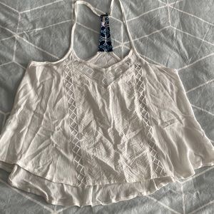 Poof flowy white top with sheer pattern in front sz L